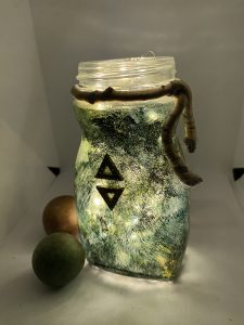 Handmade Camouflage Bottle Art