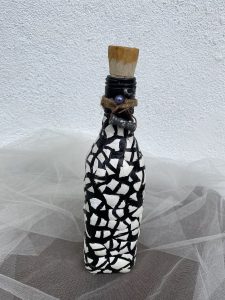 Handmade Egg Shell Covered Bottle Art