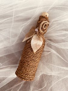 Handmade Coco Natural Twisted Rope Wrapped Bottle Art