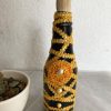 BA00023 - Handmade Yellow Lace Bottle Art
