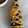 BA00023 - Handmade Yellow Lace Bottle Art - Image 5