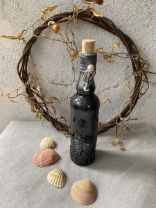 Handmade Black Bottle Art