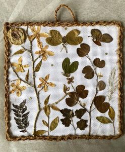 Handmade Natural Leaved Squair Wall Hanging