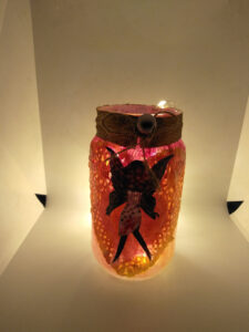 Handmade Red Angel Bottle Art