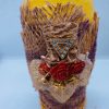 BA00037-Handmade Yellow Burlap Bottle Art - Image 2