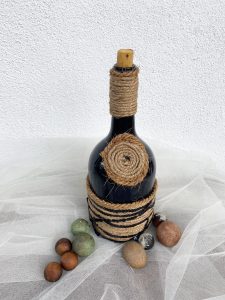 Handmade Black Round Bottle Art