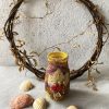 BA00037-Handmade Yellow Burlap Bottle Art