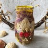 BA00037-Handmade Yellow Burlap Bottle Art - Image 6