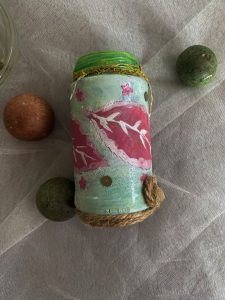 Handmade Fabric Leave Bottle Art