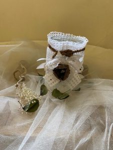 Handmade White Lace Bottle Art