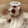 BA00040-Handmade White Lace Bottle Art